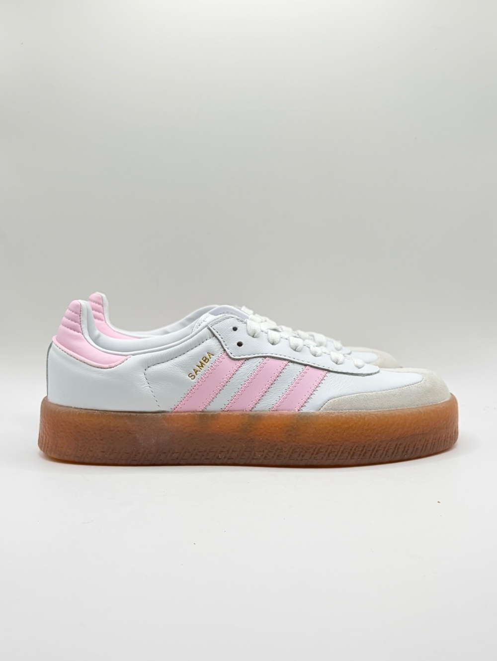 Adidas Sambae White Pink Gum Sole Sneakers Size 6 US/ 7 Womens
